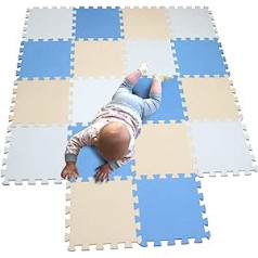 Mqiaoham Baby Floor Mat / Children’s Play Mat, Puzzle Design, Free from Harmful Substances White Blue Beige