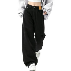 Kobilee Damen Hose - Boyfriend y2k Aesthetic Flared Hosen Weites Bein High Waist Latzhose Bootcut Baggy Jeans Hellblaue Schwarze Graue Cargohose Streetwear Push Up Hüfthose Fashion