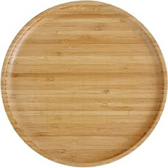 pandoo daugkartinio naudojimo bambukinės lėkštės, 100 % bambuko lėkštės, apvalios medinės lėkštės, bambukinės lėkštės, bambuko puošmena, lėkštės, stalo reikmenų rinkinys, medinės lėkštės, daugkartinės lėkštės, rinkinys 4 x 25 cm