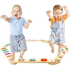 HOVCEH Children's Balance Beam, Wooden Toddler Balance Beam, Colourful Obstacle Stones, Balance Board Children, for Coordination and Stability