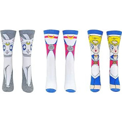 Sailor Moon Crew Socks Cosplay (3 pāri) - (sievietēm) Sailor Moon Artemis Bow Cosplay Crew Socks - atbilst apavu izmēram 4-10 (sievietēm), 3 pāri