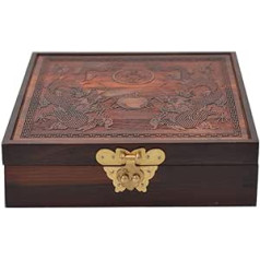 LTCTL Solid Wood Chinese Chess Box Wooden Box Storage Box Carved Handmade Chess Box for Chinese Chess (Colour: B-for Pieces with a Diameter of 4.5 cm)