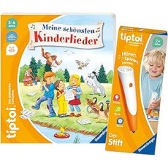 tiptoi Ravensburger komplekts: manas skaistākās bērnu dziesmas (bērnu grāmata, dziesmu grāmata) + 00110 pildspalva, izglītojoša rotaļlieta bērniem