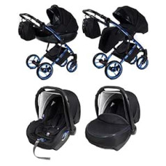 Chillykids 3-in-1 kombinētais automašīnas sēdekļu komplekts, izvēles buggy isofix Daytona GT no Chillykids Blue Black 04 4-in-1 automašīnas sēdeklis + Isofix