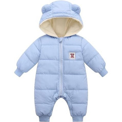 Happy Cherry Baby Winter Jumpsuit with Hood Boys Girls Long Sleeve Jumpsuit Warm Playsuit Zip Snowsuit Outfits