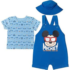 Disney Mickey Mouse Baby franču Terry Shortalls T krekls un cepures komplekts ar īsām piedurknēm