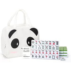 drizzle Travel Mahjong Tradicional Chinese version Playset — 3 cm pārnēsājams 146 flīzes, melamīna materiāls Mah Jong — numurētas flīzes ar rokasgrāmatu un Pandas somu — ceļojumu ģimenes atpūtai