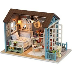 BSTCAR 3D miniatiūrinis lėlių namelis su baldų LED lempute, „pasidaryk pats“ medinio lėlių namelio rinkinys – miniatiūrinis namas „pasidaryk pats“ pastatymo idėja, dovana