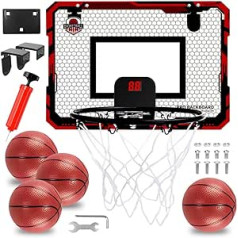 XPJBKC Mini Basketballkorb Indoor, Mini Hoop Basketballkorb für Kinder Zimmer, Automatische Scoring Basketball Set mit 4 Bälle, Faltbar Wandmontage Basketballkörbe Spielzeug Geschenk für Jungen