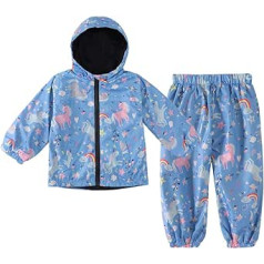 LZH garçons filles imperméable, veste à capuche imperméable manteau pantalon costume 2 pièces ensemble