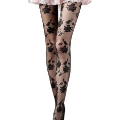 Kolylong® Overknee kojinės Moteriškos Sexy Rose Print Kelnaitės Juodos, juodos