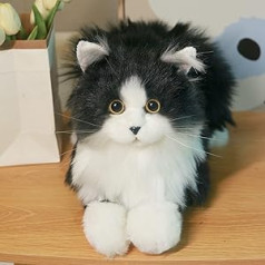Chongker Weighted Cuddly Toy Black and White Tuxedo Lifelike Cat Plush, 2 kg