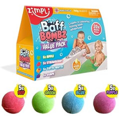 „Zimpli Kids Vegan & Eco Friendly Kids Bath Bombs“ viengulė lova, kelių spalvų, 20 vnt.