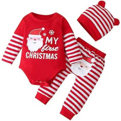 XINGENG Baby Clothing Set Christmas Baby Clothing Boys Girls Long Sleeve Bodysuit Romper + Trousers Newborn Baby Set Christmas Outfit My First Christmas