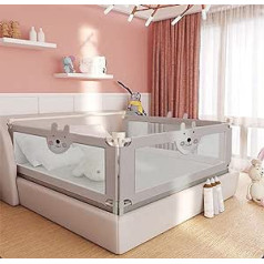 1 x bērnu gultiņas sliede, īpaši augsta gultiņas aizsargs, vertikāli paceļams, saliekams divguļamajai gultai, karaliene, CA King (190 cm L)