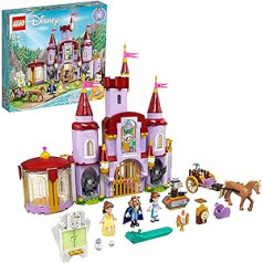 LEGO 43196 Disney Princess Belles pils, Skaistule un briesmonis, Princešu pils un Belle mini lelles, rotaļlieta no 6 gadiem