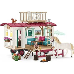 schleich 42415 karavāna slepenām klubu sanāksmēm, bērniem no 5 gadu vecuma, zirgu kluba rotaļu komplekts