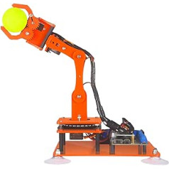 Adeept 5-DOF roboto rankos rinkinys, programuojama STEM mokomoji 5 ašių roboto rankena su OLED ekranu, „pasidaryk pats“ roboto modelis, suderinamas su „Arduino IDE“ (PDF pamoka per atsisiuntimo nuorodą) (oranžinė)
