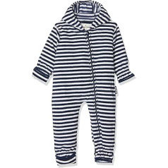 Playshoes Unisex Baby Fleece kombinezons ar jūras svītru rakstu, elpojošs ar garu rāvējslēdzēju un kapuci