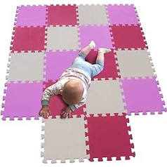 Mqiaoham Baby Floor Mat / Children’s Play Mat, Puzzle Design, Free from Harmful Substances Pink / Beige