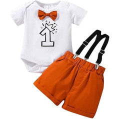 0 to 24 Months Toddler Birthday Clothes Set Infant Boys Short Sleeve Letter Tie Romper Bodysuit Shorts For Newborn Gentleman Outfits
