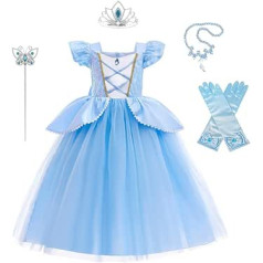 Lito Angels Princess Cinderella Belle Costume Dress Fancy Dress with Accessories for Children Girls Size 2-10 Years