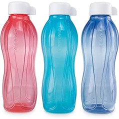 Tupperware EcoEasy ūdens pudele 500 ml rozā un tirkīza un zila skrūvējama vāciņa balta ūdens pudele C136 9219D-1