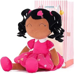 Gloveleya Baby Doll Gifts Plīša cirtainu meitenes rotaļlieta ar mīlestību 16 collu roze