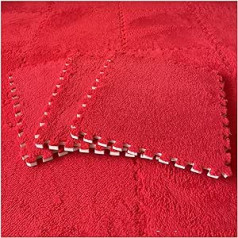 9/12/15/16 Pieces Interlocking Foam Carpet Tiles, Soft, Fluffy Plush Carpet Mat, Crawling Play Mat, Puzzle Mat, for Bedroom, 30 x 30 cm, Red, 16 Pieces