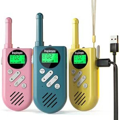 Inspireyes Walkie Talkie Kids Rechargeable 48 Hours Working Time Gifts for Boys Girls Outdoor Hiking Camping Gift for Boys Age 8-12 Years 3-5 Girls Set of 3