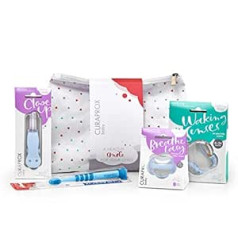 Curaprox Baby Gift Set Light Blue with Teething Ring, Nuggi, Nuggi Holder and Ultra Soft Baby Toothbrush