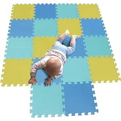 Mqiaoham Baby Floor Mat / Children’s Play Mat, Puzzle Design, Free from Harmful Substances Yellow Blue Green