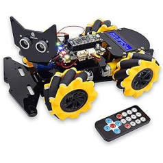 Adeept 4WD įvairiakryptis „Mecanum Wheels“ robotinis automobilio rinkinys, skirtas ESP32-S3 Banana Pi PicoW-S3 „pasidaryk pats“ STEM nuotoliniu būdu valdomas mokomasis robotų rinkinys su LCD1602 ekranu, „Python“ kodu ir PDF vadovėliais
