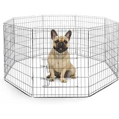 Furdreams Puppy Run - 76.2 cm, 8 Panels, Metal Outdoor Enclosure, Safe Playpen for Dogs, Puppies, Cats, Rabbits, Hamsters and Other Animals, Foldable & Portable Puppy Gate for Indoor/Outdoor