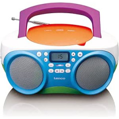 Lenco SCD-41 - CD atskaņotājs bērniem - CD radio - stereo sistēma - Boom box - FM radio uztvērējs - USB savienojums - MP3 - 2 x 1 W RMS barošana - tīkla un akumulatora darbība - krāsains