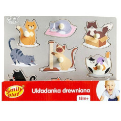 Wooden puzzle animals and cats