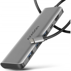 Axagon Hmc-5h kelių prievadų šakotuvas usb-c 3.2 gen 1, 3x usb-a, 4k hdmi, pd 100w, 100 cm usb-c laidas