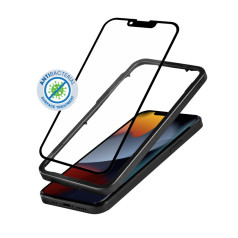 Crong Antibakteriāls 3D bruņu stikla aizsargstikls priekš iPhone 13 mini ar uzstādīšanas rāmi