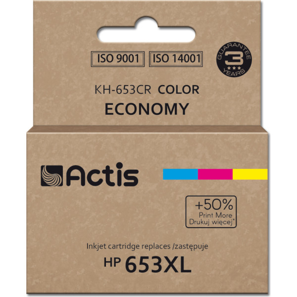 Partydeco Actis kh-653cr tinte (aizvietotājs hp 653xl 3ym74ae; premium; 18ml; 300 lapas; krāsa)