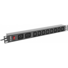 Lanberg statīva strāvas sloksne 19 collu pdu pdu-02i1908i-0200-c20-bk (1u, 16a, 2x c19, 8x iec c13, 2m, c20 spraudnis)