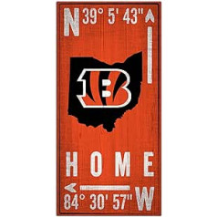 Fanu darbi NFL Cincinnati Bengals Unisex Cincinnati Bengals koordinātu zīme, komandas krāsa, 6 x 12