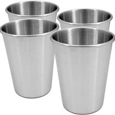 Outdoor Saxx - 4 x Outdoor Drinking Cups, Camping Mugs, Stainless Steel Mugs, Metal Cups, Unbreakable for Hiking, Mountain Tour, Trekking, Work, 300 ml, Set of 4