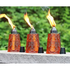 Citronella Oil Tiki lāpas izmantošanai ārpus telpām, galda dārza lāpa, komplektā pa 3, dzintara krāsā