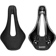 3D drukāts oglekļa šķiedras velosipēda sēdeklis, elpojošs/ūdensizturīgs/viegls unisex spilvenu sēdeklis BMX, MTB un Road Black (pilna oglekļa šķiedra un neilons)