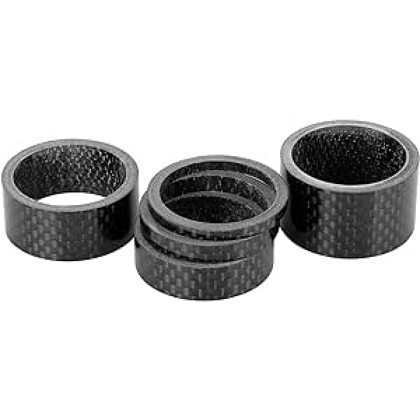 MKSIWSA SUOFEILAIMU 5gab. MTB šosejas velosipēdu austiņas Spacer Kohlefaser Fibre Fit 1 1/8 Zoll 28,6 mm Stamm priekš Fahrrad Radfahren 1mm 2mm 3mm 5mm 10mm 15mm (Krāsa: 5mm spīdīga melna)