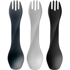 humangear GoBites Uno, Fork & Spoon Combo - 3-Pack, Dark Grey/Light Grey/Black