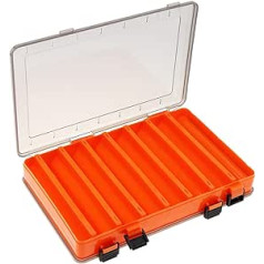 OriGlam divpusēja makšķerēšanas mānekļu uzglabāšanas kaste, 14 nodalījumi, rotaslietas krelles, auskaru āķi, uzglabāšanas kaste (oranža)