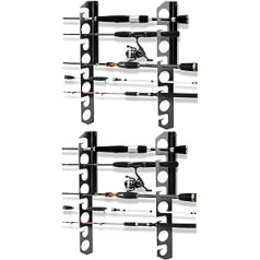 YHAspace 2 Pack Fishing Rod Holder/Fishing Rod Holder/Fishing Rod Holder Wall Ceiling Mount Holds up to 16 Fishing Rods Storage and Display