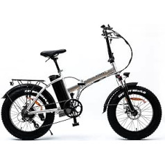 Italia Power - Off Grid Unisex Adulto, E-Bike Branch, Electric Bicycle Fat, Pieaugušie, Melns saliekams elektriskais velosipēds, Sudraba, M