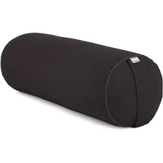 Jogas un Pilates Bolster Basic 65 x Diametrs 23 cm, Jogas palīglīdzeklis, pildīts ar speltas korpusiem, pieejams 7 krāsās, speltas pildījums, jogas veltnis, melns